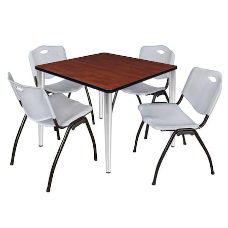 Regency Kahlo Square Table & Chair Sets, 36 W, 36 L, 29 H, Wood, Metal, Plastic Top, Cherry TPL3636CHCM47GY